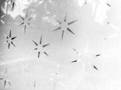 Weiße Haustür mit Musselinglas Detailaufnahme