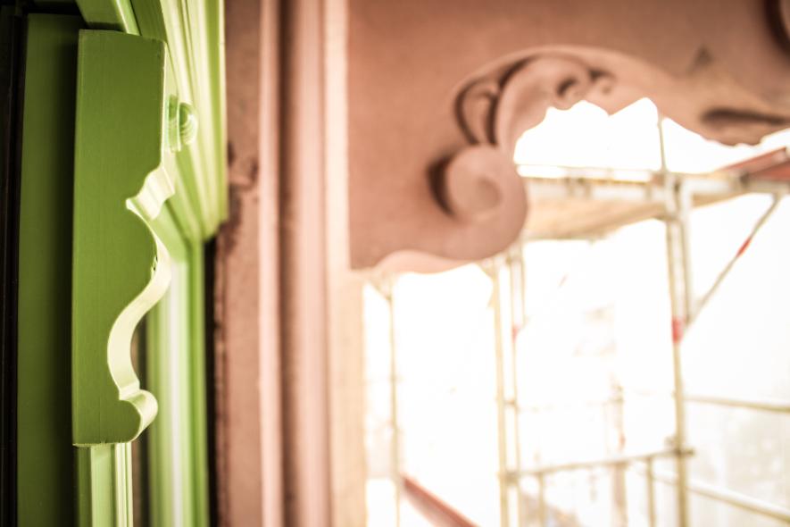 Denkmalschutz-Fenster in Frankfurt Detailaufnahme